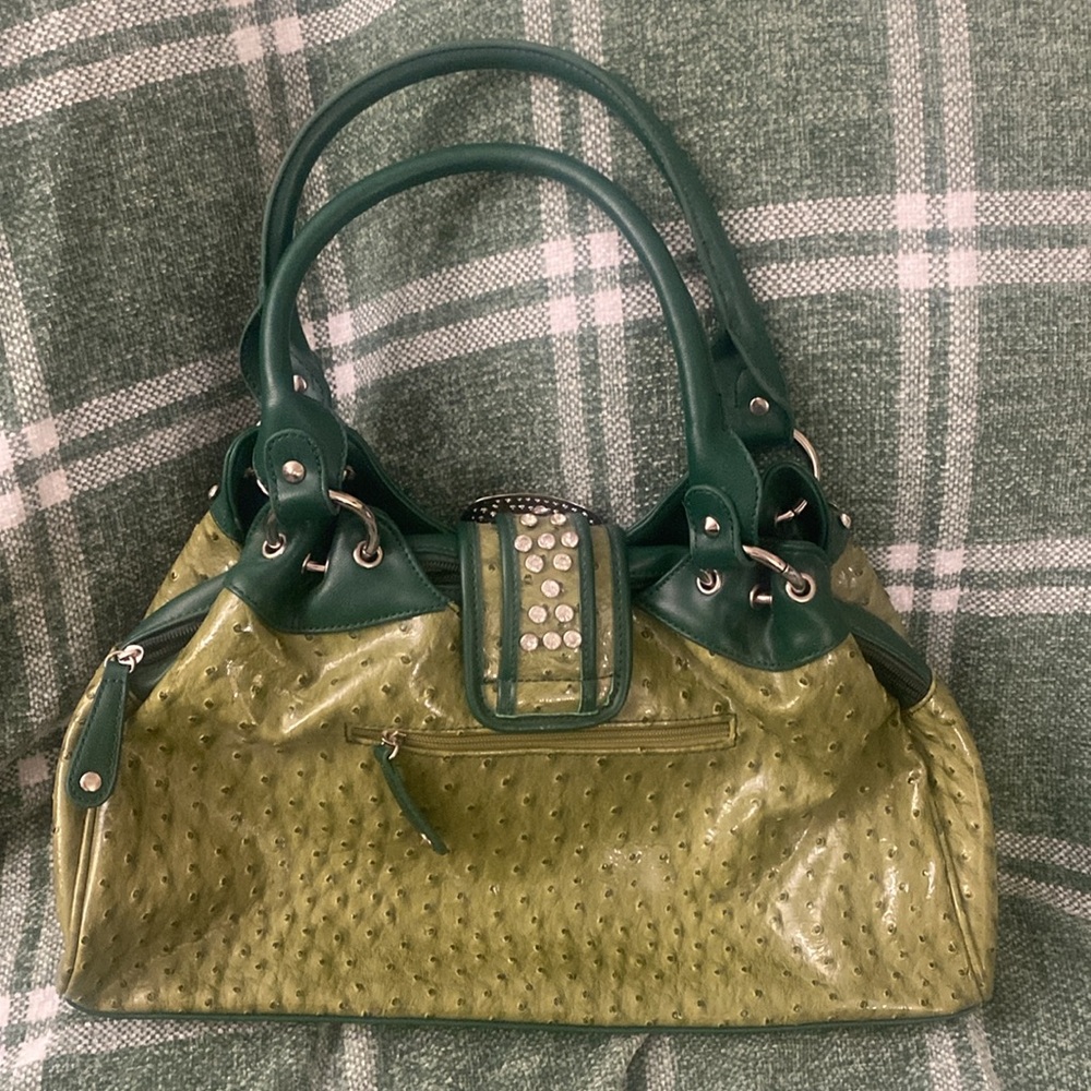 Stylish Green Studded Shoulder Bag - Picture 4 of 7